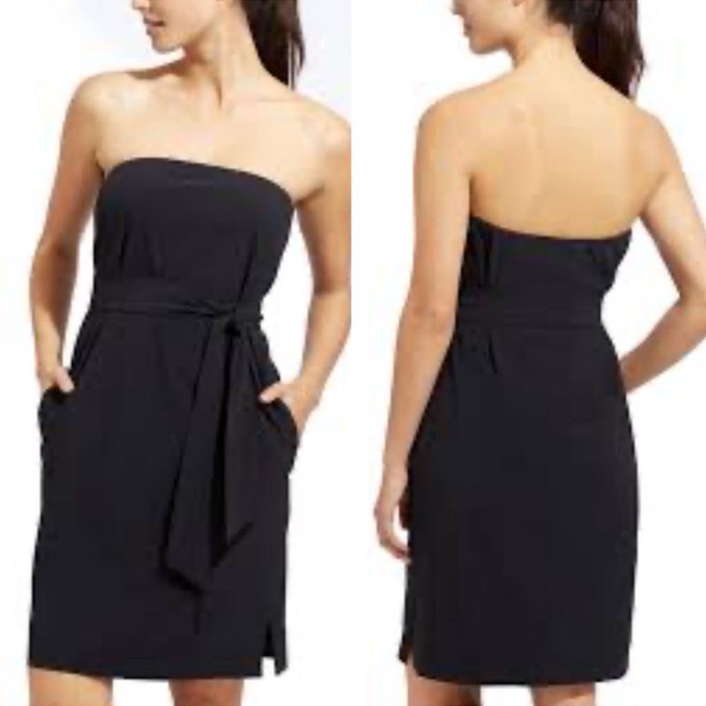16 Athleta -BLACK- strapless, stretchy, belted NWOT